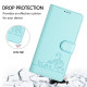 For Samsung Galax S24+ 5G Cat Rat Embossed Pattern RFID PU Phone Case with Wrist Strap(Mint Green)