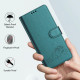 For Samsung Galax S24+ 5G Cat Rat Embossed Pattern RFID PU Phone Case with Wrist Strap(Peacock Green)