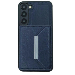 For Samsung Galaxy S24+ 5G Solid Color Metal Buckle Card Slots Bag Phone Case(Blue)