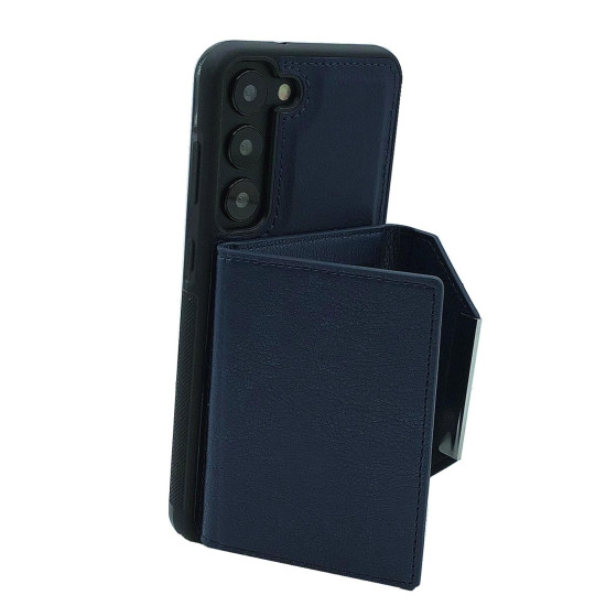 For Samsung Galaxy S24+ 5G Solid Color Metal Buckle Card Slots Bag Phone Case(Blue)