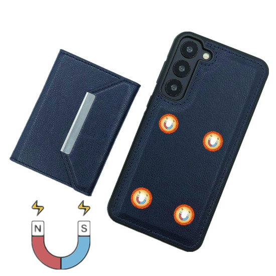 For Samsung Galaxy S24+ 5G Solid Color Metal Buckle Card Slots Bag Phone Case(Blue)