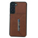 For Samsung Galaxy S24+ 5G Solid Color Metal Buckle Card Slots Bag Phone Case(Brown)