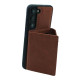 For Samsung Galaxy S24+ 5G Solid Color Metal Buckle Card Slots Bag Phone Case(Brown)