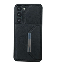 For Samsung Galaxy S24+ 5G Solid Color Metal Buckle Card Slots Bag Phone Case(Black)