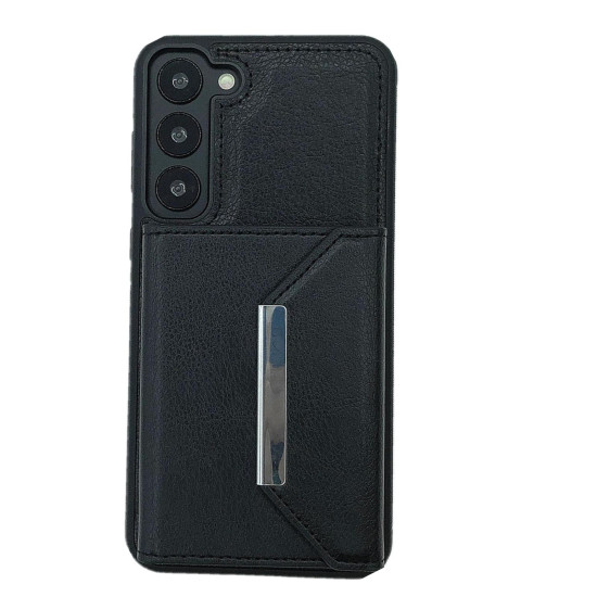 For Samsung Galaxy S24+ 5G Solid Color Metal Buckle Card Slots Bag Phone Case(Black)