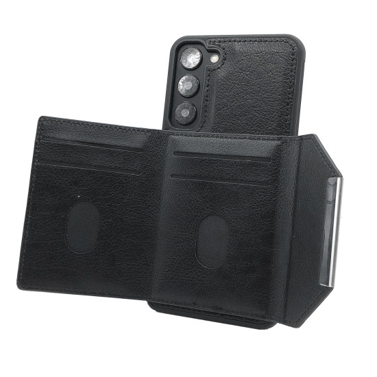 For Samsung Galaxy S24+ 5G Solid Color Metal Buckle Card Slots Bag Phone Case(Black)