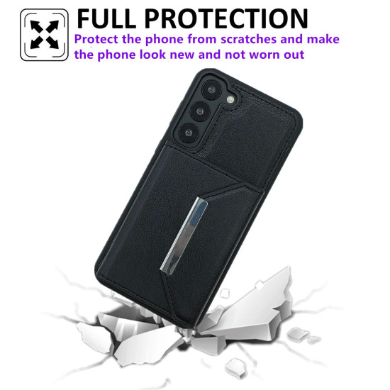 For Samsung Galaxy S24+ 5G Solid Color Metal Buckle Card Slots Bag Phone Case(Black)