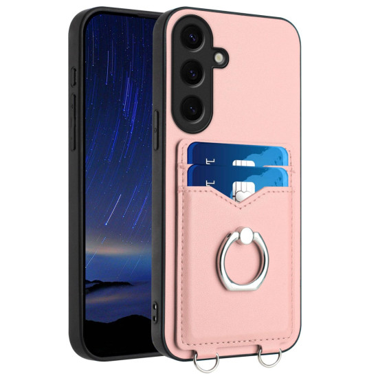 For Samsung Galaxy S24+ 5G R20 Ring Card Holder Phone Case(Pink)