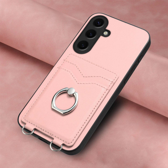 For Samsung Galaxy S24+ 5G R20 Ring Card Holder Phone Case(Pink)