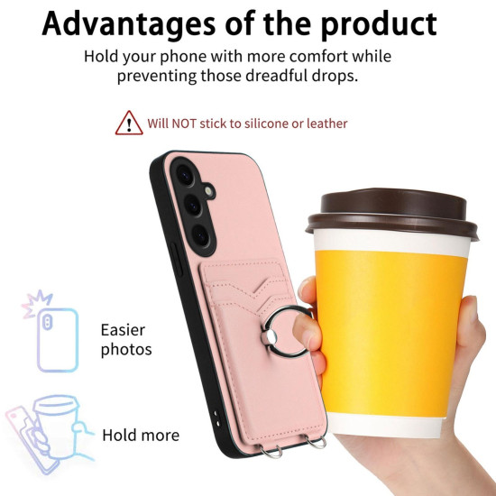 For Samsung Galaxy S24+ 5G R20 Ring Card Holder Phone Case(Pink)