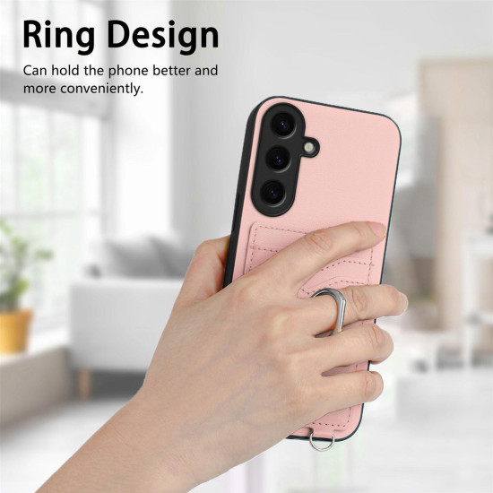 For Samsung Galaxy S24+ 5G R20 Ring Card Holder Phone Case(Pink)