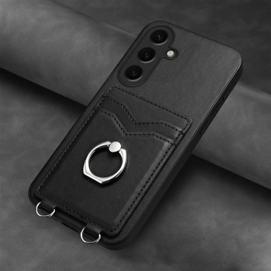 For Samsung Galaxy S24+ 5G R20 Ring Card Holder Phone Case(Black)