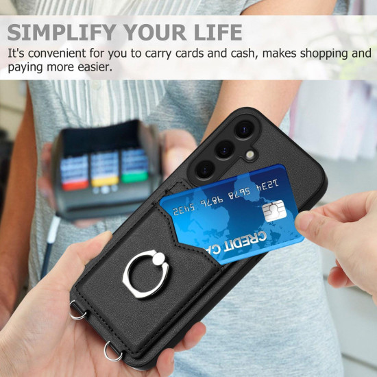 For Samsung Galaxy S24+ 5G R20 Ring Card Holder Phone Case(Black)