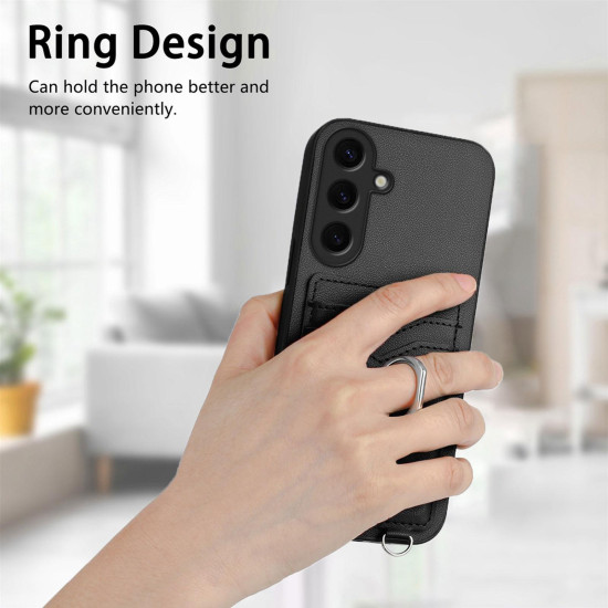 For Samsung Galaxy S24+ 5G R20 Ring Card Holder Phone Case(Black)