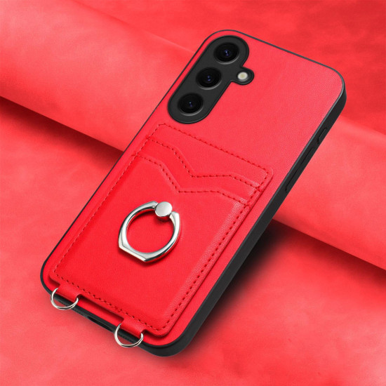 For Samsung Galaxy S24+ 5G R20 Ring Card Holder Phone Case(Red)