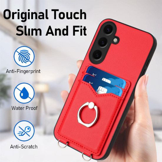 For Samsung Galaxy S24+ 5G R20 Ring Card Holder Phone Case(Red)