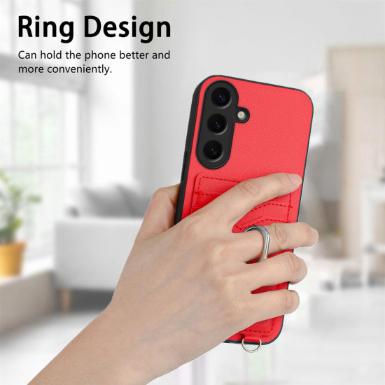 For Samsung Galaxy S24+ 5G R20 Ring Card Holder Phone Case(Red)