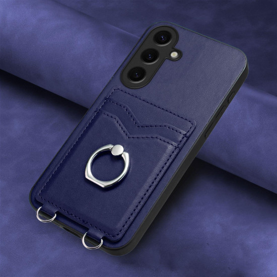 For Samsung Galaxy S24+ 5G R20 Ring Card Holder Phone Case(Blue)