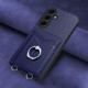 For Samsung Galaxy S24+ 5G R20 Ring Card Holder Phone Case(Blue)