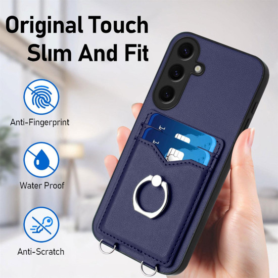 For Samsung Galaxy S24+ 5G R20 Ring Card Holder Phone Case(Blue)