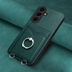 For Samsung Galaxy S24+ 5G R20 Ring Card Holder Phone Case(Green)