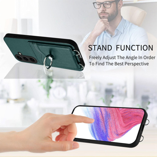 For Samsung Galaxy S24+ 5G R20 Ring Card Holder Phone Case(Green)