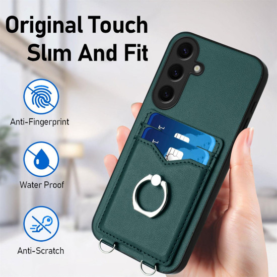 For Samsung Galaxy S24+ 5G R20 Ring Card Holder Phone Case(Green)