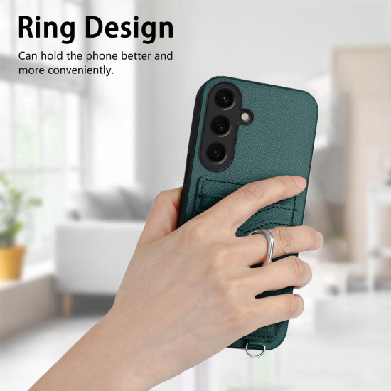 For Samsung Galaxy S24+ 5G R20 Ring Card Holder Phone Case(Green)