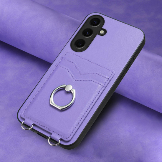 For Samsung Galaxy S24+ 5G R20 Ring Card Holder Phone Case(Purple)
