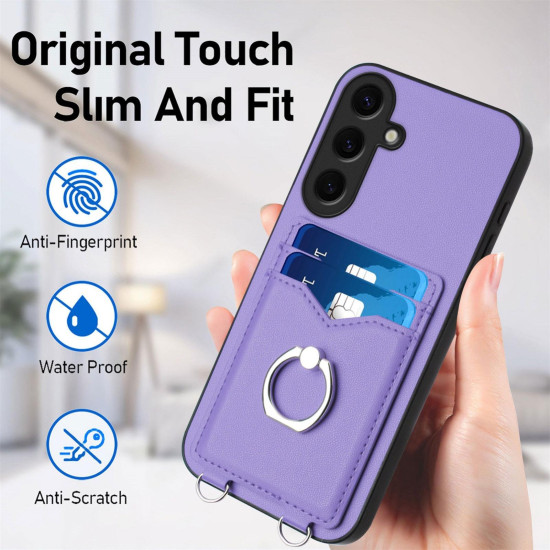 For Samsung Galaxy S24+ 5G R20 Ring Card Holder Phone Case(Purple)