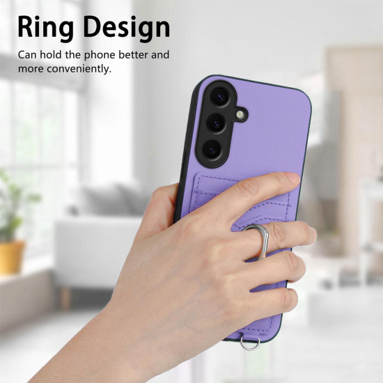 For Samsung Galaxy S24+ 5G R20 Ring Card Holder Phone Case(Purple)