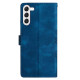 For Samsung Galaxy S24+ 5G Cherry Blossom Butterfly Skin Feel Embossed PU Phone Case(Blue)