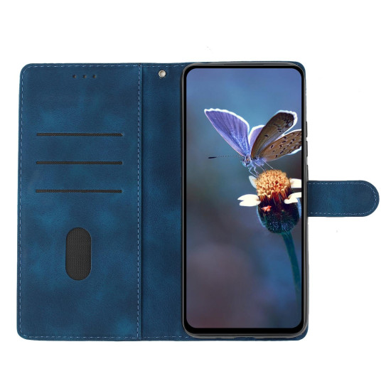 For Samsung Galaxy S24+ 5G Cherry Blossom Butterfly Skin Feel Embossed PU Phone Case(Blue)