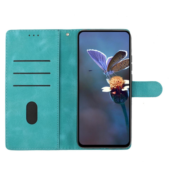 For Samsung Galaxy S24+ 5G Cherry Blossom Butterfly Skin Feel Embossed PU Phone Case(Green)