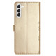 For Samsung Galaxy S24+ 5G Cherry Blossom Butterfly Skin Feel Embossed PU Phone Case(Gold)
