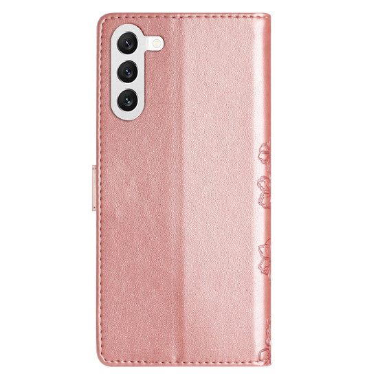 For Samsung Galaxy S24+ 5G Cherry Blossom Butterfly Skin Feel Embossed PU Phone Case(Rose Gold)