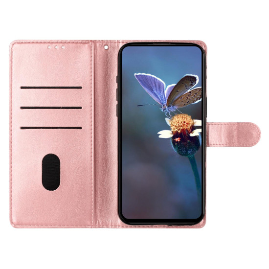 For Samsung Galaxy S24+ 5G Cherry Blossom Butterfly Skin Feel Embossed PU Phone Case(Rose Gold)