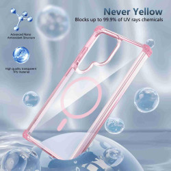 For Samsung Galaxy S24+ 5G Transparent MagSafe Magnetic Phone Case(Pink)