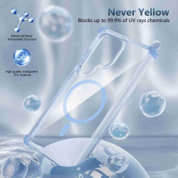 For Samsung Galaxy S24+ 5G Transparent MagSafe Magnetic Phone Case(Blue)