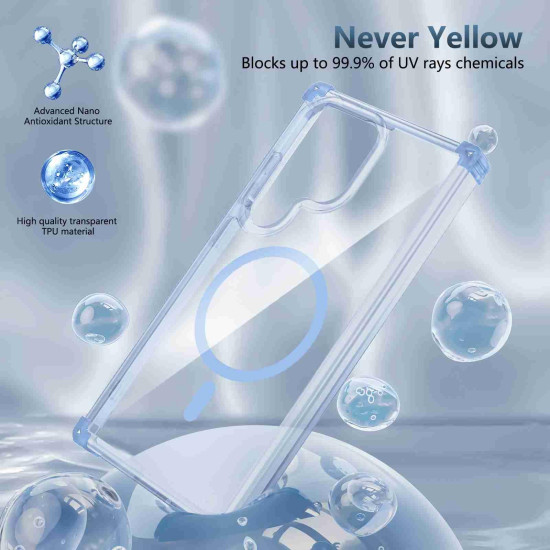 For Samsung Galaxy S24+ 5G Transparent MagSafe Magnetic Phone Case(Blue)