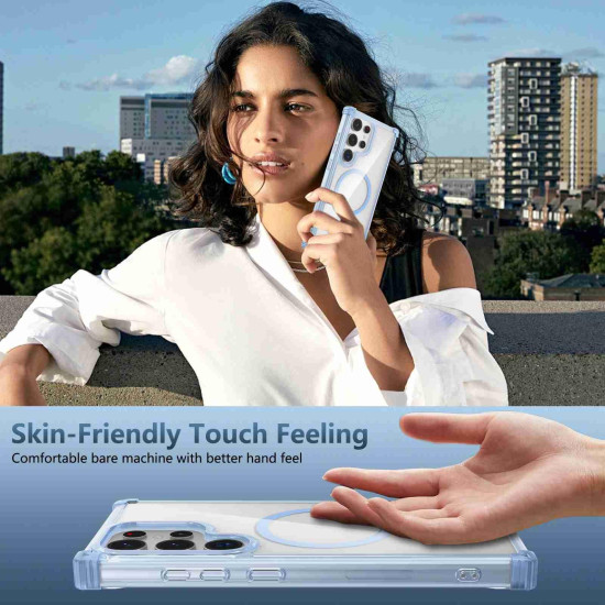 For Samsung Galaxy S24+ 5G Transparent MagSafe Magnetic Phone Case(Blue)