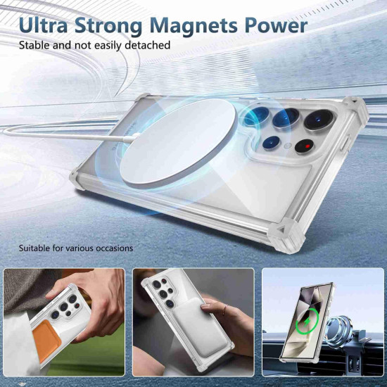 For Samsung Galaxy S24+ 5G Transparent MagSafe Magnetic Phone Case(Transparent)