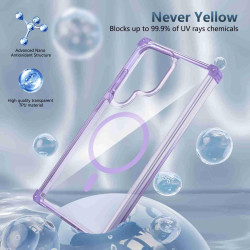 For Samsung Galaxy S24+ 5G Transparent MagSafe Magnetic Phone Case(Purple)