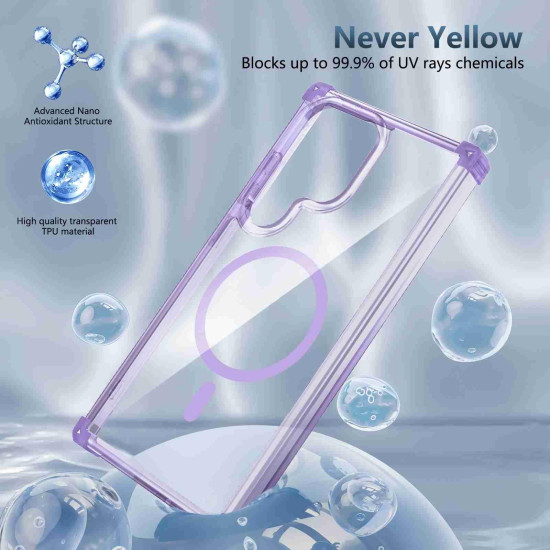 For Samsung Galaxy S24+ 5G Transparent MagSafe Magnetic Phone Case(Purple)