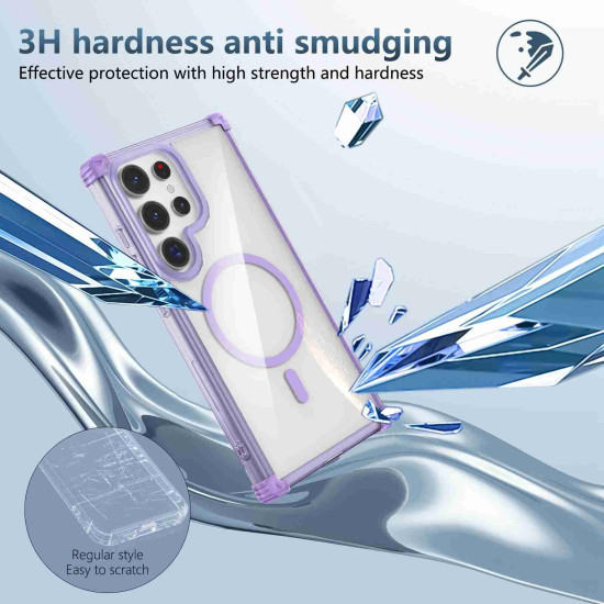 For Samsung Galaxy S24+ 5G Transparent MagSafe Magnetic Phone Case(Purple)