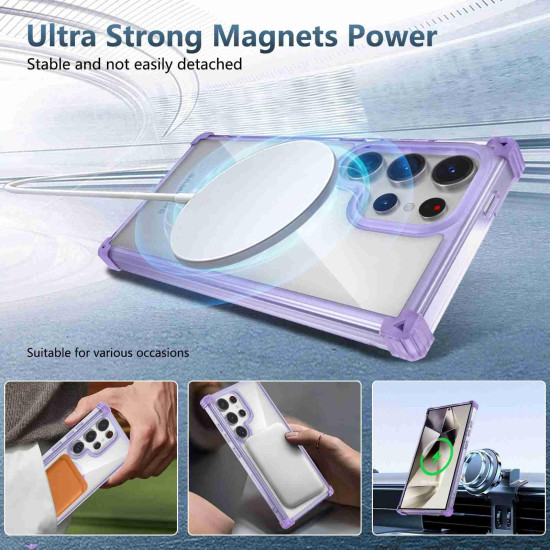For Samsung Galaxy S24+ 5G Transparent MagSafe Magnetic Phone Case(Purple)