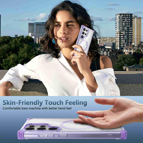 For Samsung Galaxy S24+ 5G Transparent MagSafe Magnetic Phone Case(Purple)