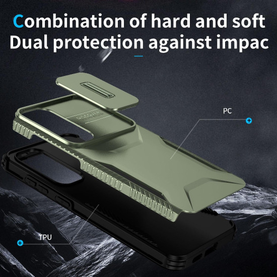 For Samsung Galaxy S25+ 5G / S24+ 5G Sliding Camshield Phone Case(Alpine Green)