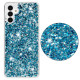For Samsung Galaxy S23+ 5G Transparent Frame Glitter Powder TPU Phone Case(Blue)