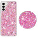 For Samsung Galaxy S24+ 5G Transparent Frame Glitter Powder TPU Phone Case(Pink)